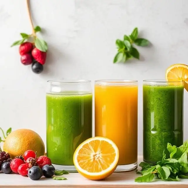 A collection of green juices for a detox pack