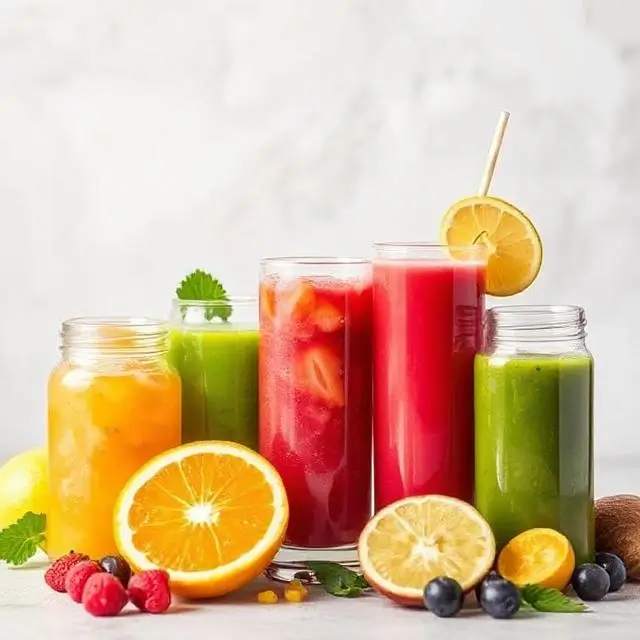 A collection of vibrant juices for an energy pack