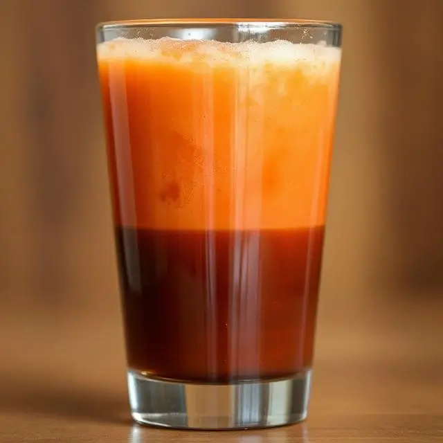 A glass showing the rich, unseparated color of cold-pressed juice