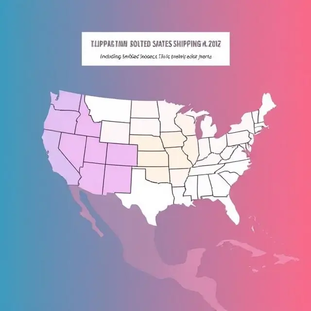 A stylized map of the United States indicating shipping zones