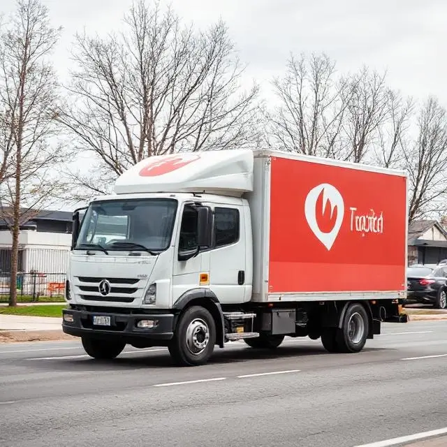 A delivery truck in transit