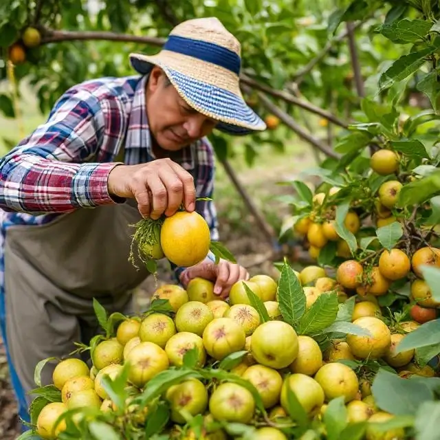 Person harvesting fresh fruit