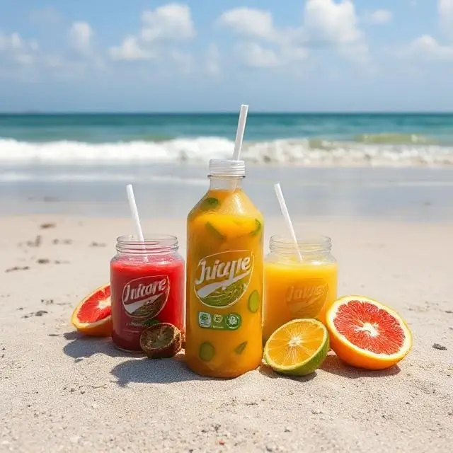 User-generated content of juice on a beach